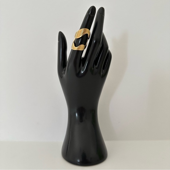 18K Gold Plated Wave Geometric Open Ring - Picture 2 of 4